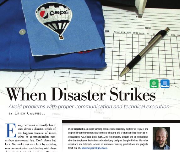 When Disaster Strikes - Avoiding Embroidery Disasters from Printwear December