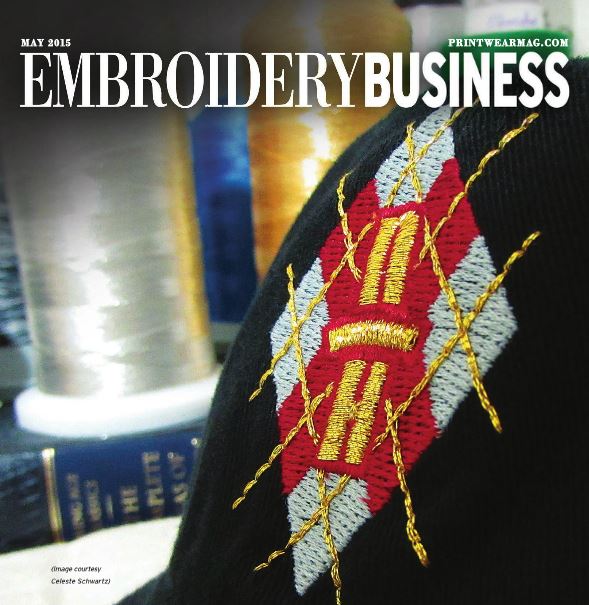 Embroidery Busienss Cover from Printwear by Erich Campbell featuring Metallic Specialty Thread Machine Embroidery