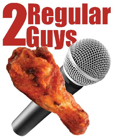 2 Regular Guys Talking Decoration Wing and Microphone Logo