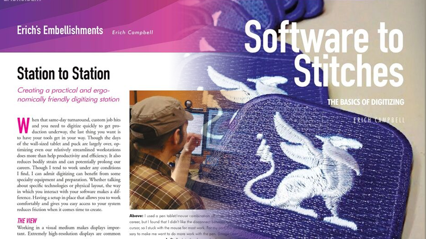 Erich Campbell talks Digitizing Software Basics and Workstation Setup in February 2019 Printwear!