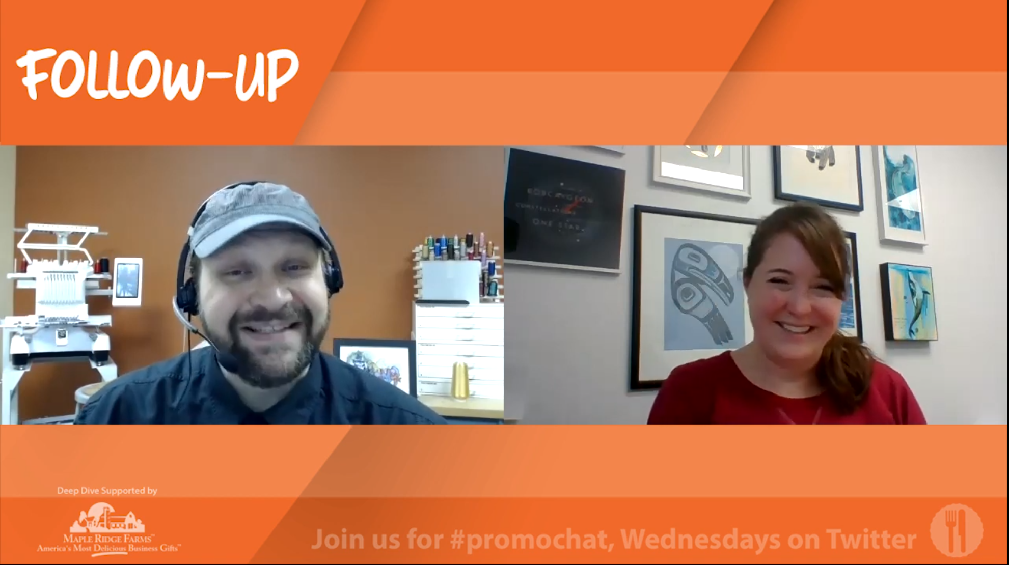 Erich Campbell and Kate Plummer talking about Customer Follow-up on the #promochat #deepdive